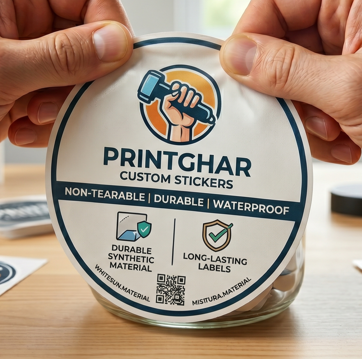 Non Tearable stickers (Waterproof Vinyl)